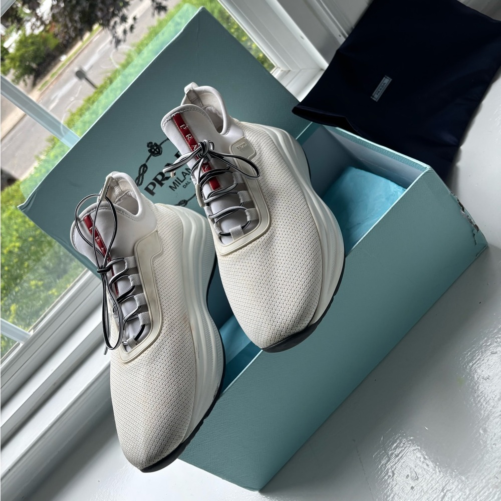Prada Cream and Black Athletic Shoes
